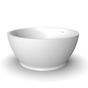52.7 Inch Round Freestanding Soaking Bathtub with Solid Surface - Matte White