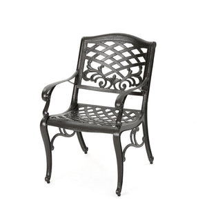Luminea Outdoor Aluminum Dining Chair With Scroll Design