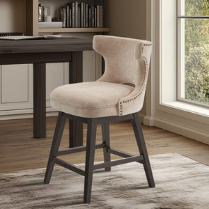 360 Degree Swivel Counter Stool With Silver Detailing