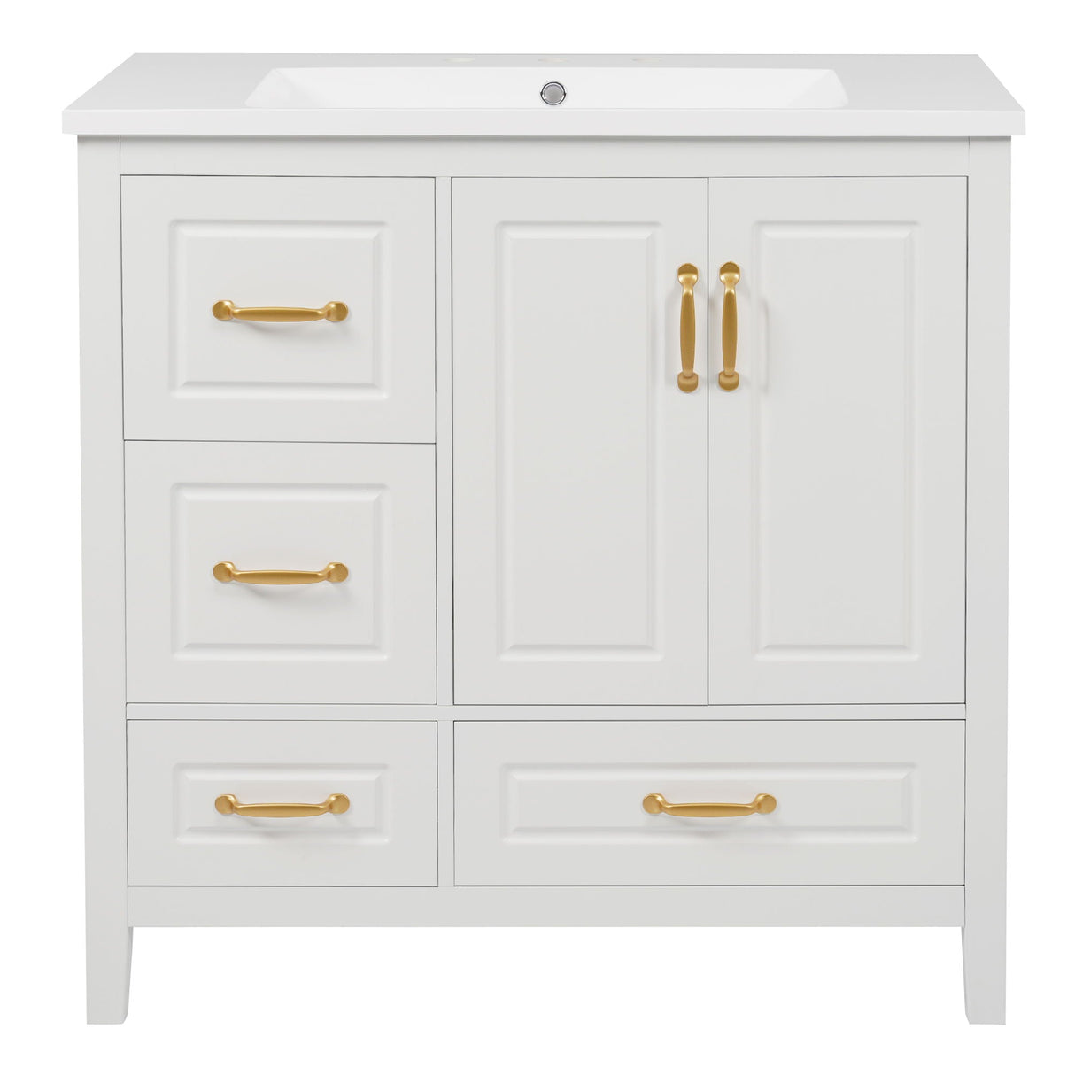 Bathroom Vanity With Sink, Soft Closing Doors & Drawers, Metal Handles
