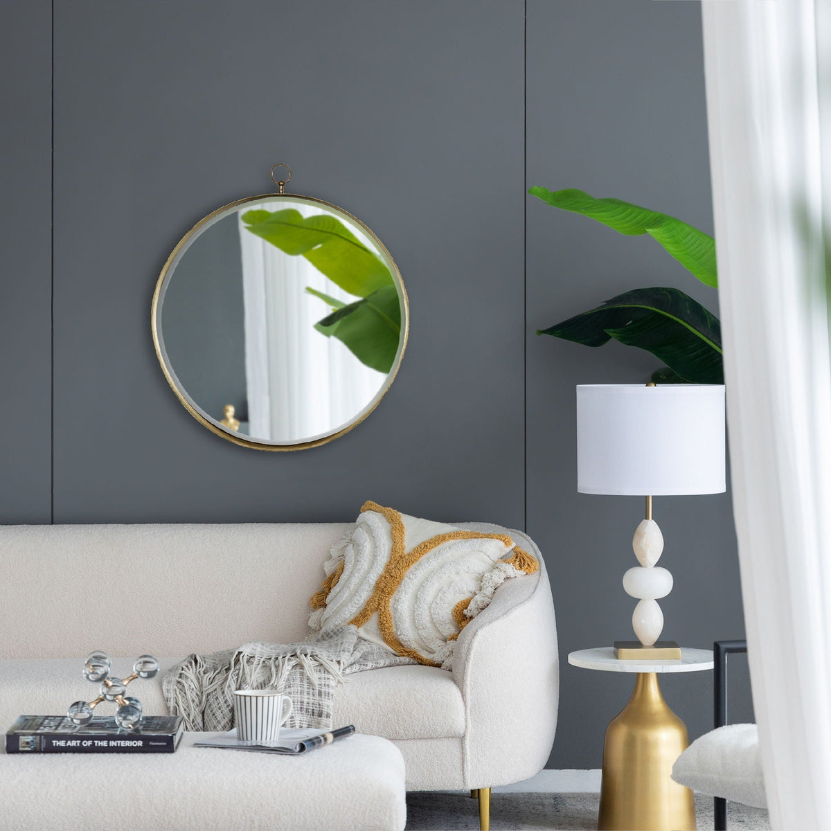 Round Mirror, Circle Mirror With Iron Frame For Living Room Bedroom Vanity Entryway, Hallway