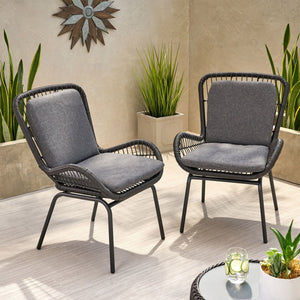 Outdoor Wicker Club Chair With Cushions (Set of 2)