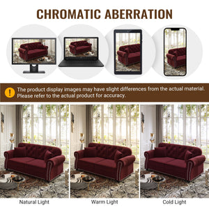 Upholstered Sofa Set With Nailhead Trim And Rolled Armrests, Includes Pillows