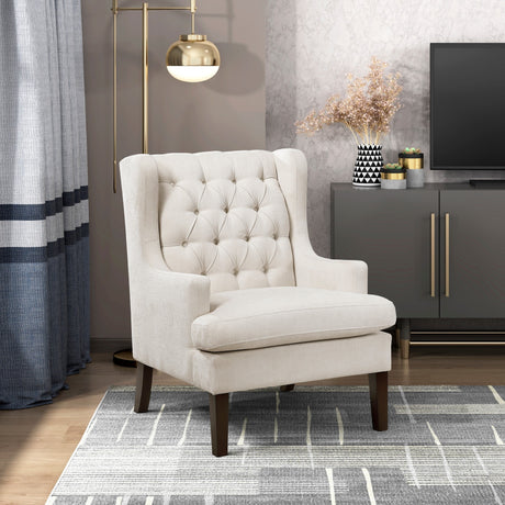 Button-Tufted Upholstered High Back Accent Chair