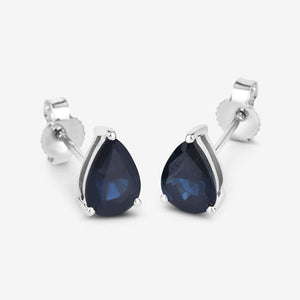 1.60 Carat Genuine Blue Sapphire 10K White Gold Earrings