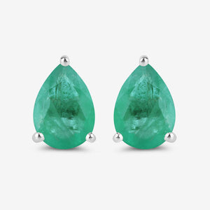 1.30 Carat Genuine Zambian Emerald 10K White Gold Earrings