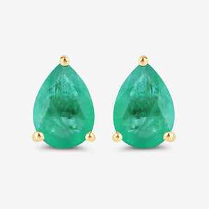 1.30 Carat Genuine Zambian Emerald 10K Yellow Gold Earrings