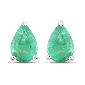 1.30 Carat Genuine Zambian Emerald 14K White Gold Earrings