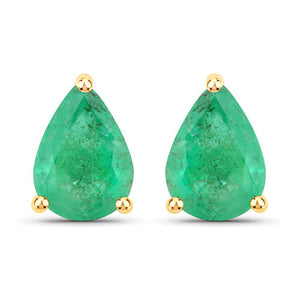1.30 Carat Genuine Zambian Emerald 14K Yellow Gold Earrings