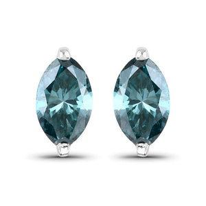 0.69 Carat Genuine Blue Diamond 14K White Gold Earrings