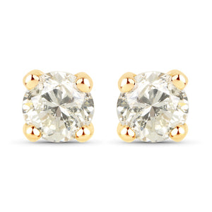 1.01 Carat Genuine LB Diamond 14K Yellow Gold Earrings