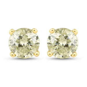 1.15 Carat Genuine LB Diamond 14K Yellow Gold Earrings