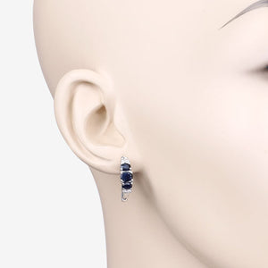 1.66 Carat Genuine Blue Sapphire and White Topaz .925 Sterling Silver Earrings