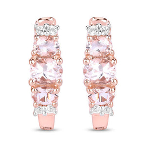 1.32 Carat Genuine Morganite and White Topaz .925 Sterling Silver Earrings