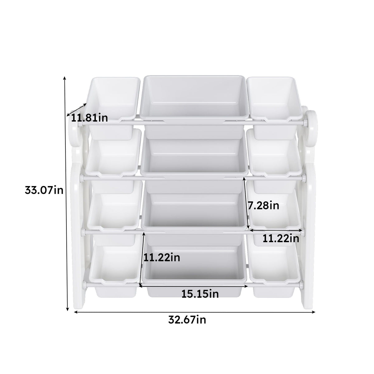 Multi Functional Kids Toy Storage Organizer Cabinet With Hdpe Shelf And 12 Bins - Gray White