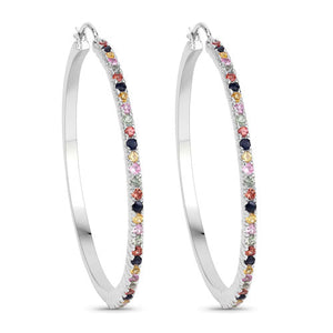 2.24 Carat Genuine Multi Sapphire .925 Sterling Silver Earrings