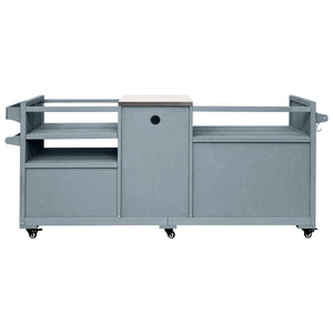 K&K 80.5' Outdoor Kitchen Island for Big Green Egg & Blackstone Griddle