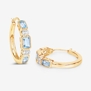 2.66 Carat Genuine Blue Topaz and White Topaz .925 Sterling Silver Earrings