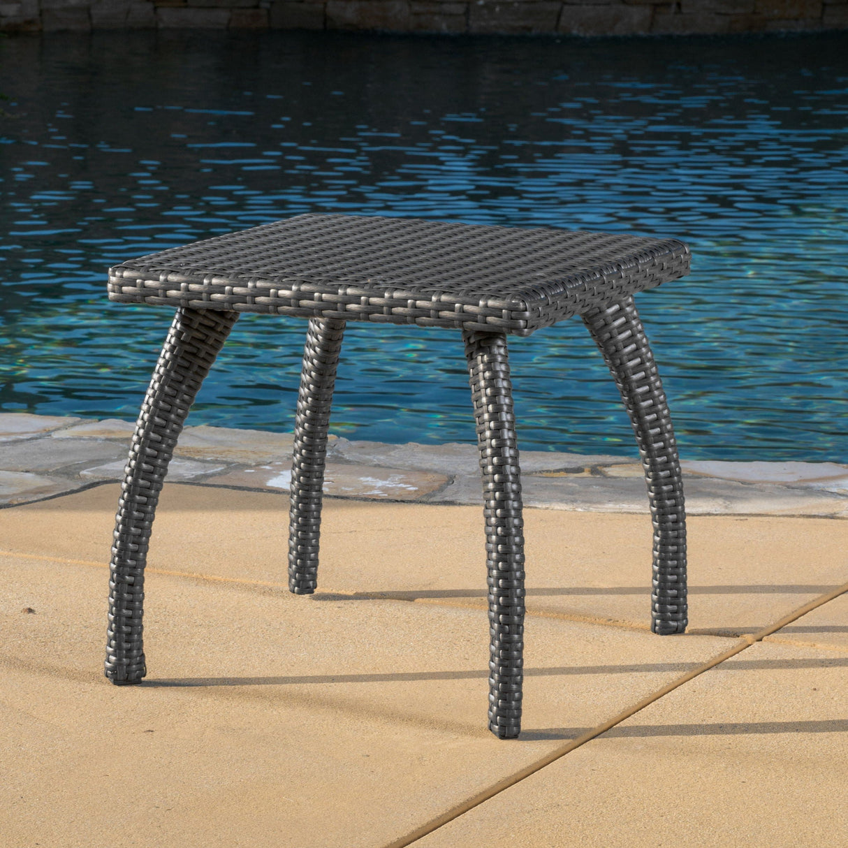 Luminant Outdoor Side Table with Iron Frame - Gray