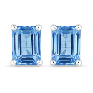 3.20 Carat Genuine Swiss Blue Topaz .925 Sterling Silver Earrings