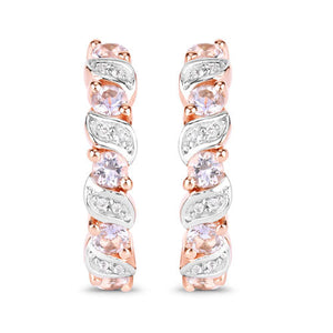 0.98 Carat Genuine Morganite and White Topaz .925 Sterling Silver Earrings