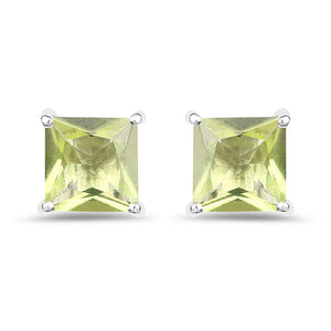2.00 Carat Genuine Peridot .925 Sterling Silver Earrings