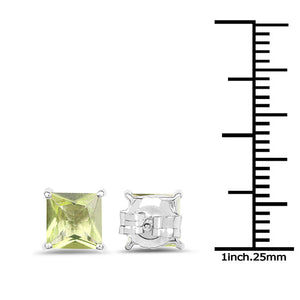 2.00 Carat Genuine Peridot .925 Sterling Silver Earrings