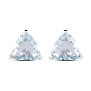 1.26 Carat Genuine Aquamarine .925 Sterling Silver Earrings