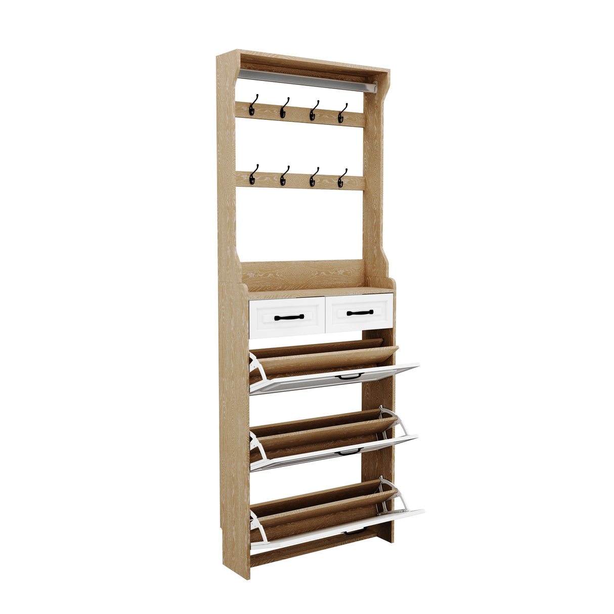 Premium Shoe Cabinet with Drop-Down Doors
