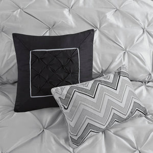 7-Piece King 100% Polyester Pieced Pleated Tufted Comforter Set