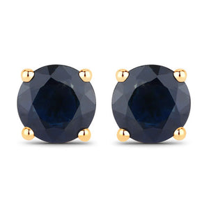 1.70 Carat Genuine Blue Sapphire 14K Yellow Gold Earrings