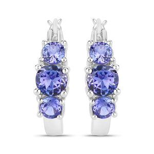 1.58 Carat Genuine Tanzanite .925 Sterling Silver Earrings