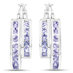 1.40 Carat Genuine Tanzanite .925 Sterling Silver Earrings