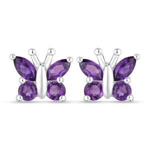 1.00 Carat Genuine Amethyst .925 Sterling Silver Earrings
