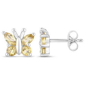 0.88 Carat Genuine Citrine .925 Sterling Silver Earrings