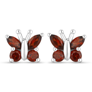 1.28 Carat Genuine Garnet .925 Sterling Silver Earrings