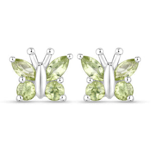 1.00 Carat Genuine Peridot .925 Sterling Silver Earrings