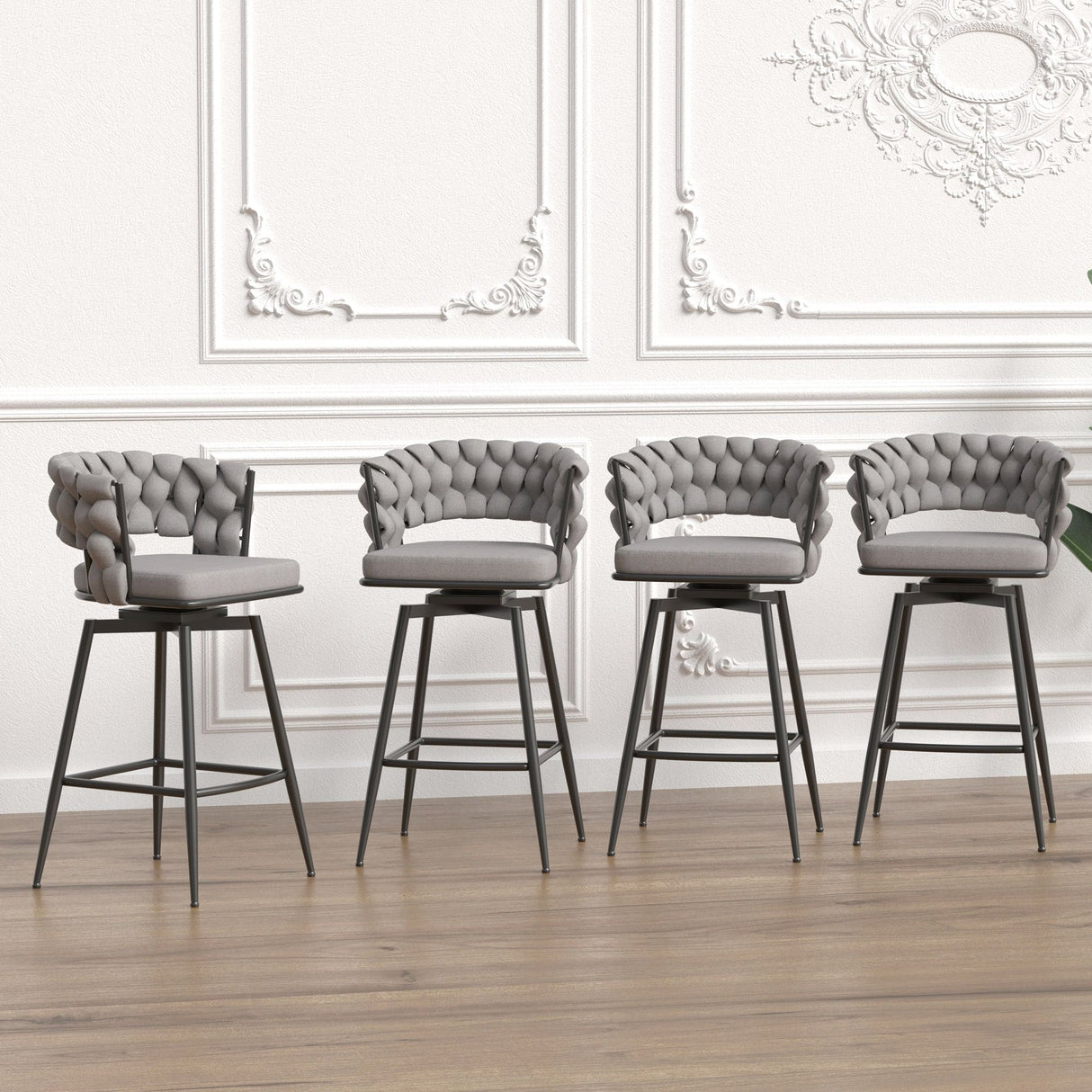 Bar Stool 360 Swivel With Back Footrest