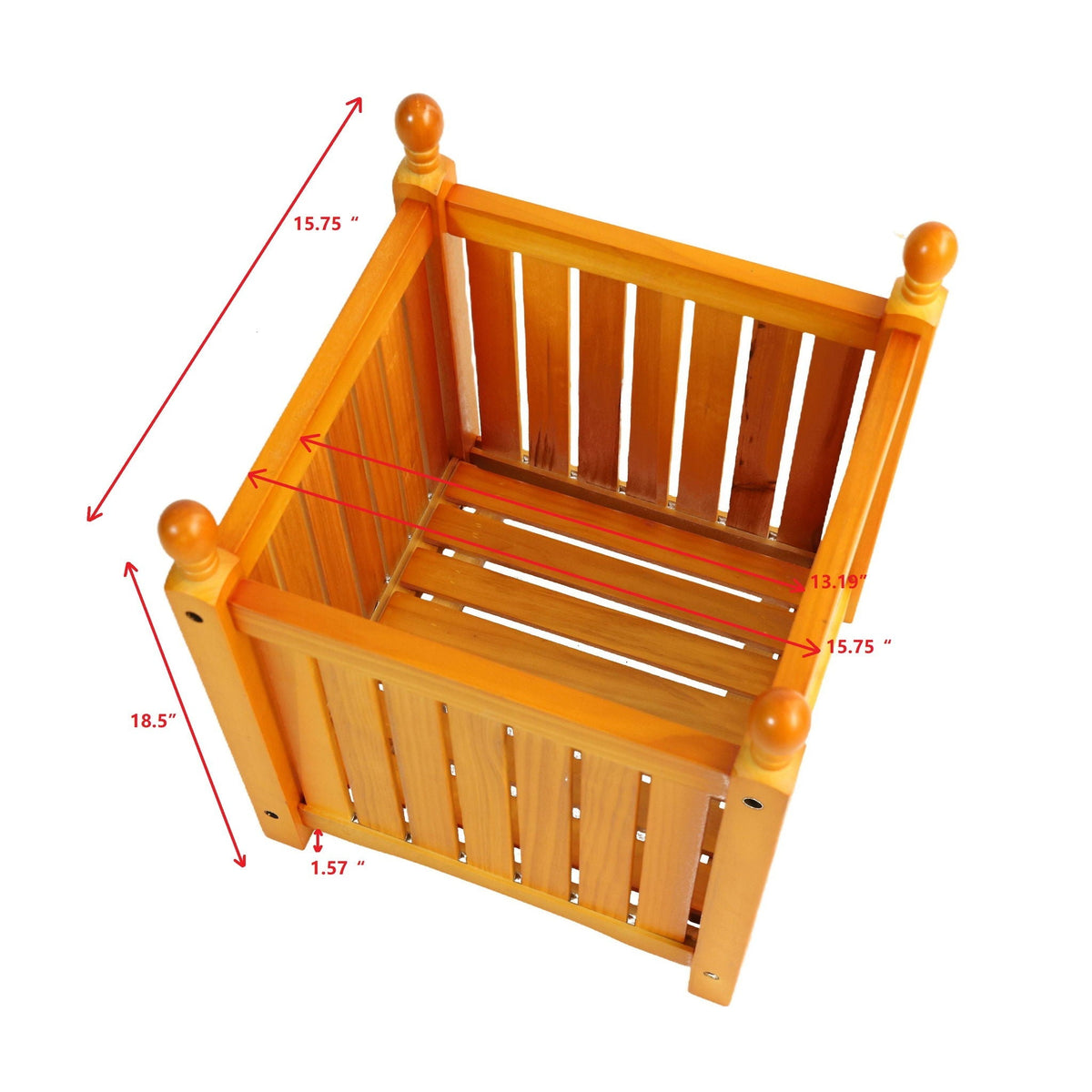 Teak Square Outdoor Flower and Herb Pot with Durable Wood Construction