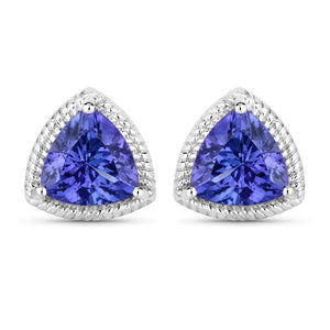 4.24 Carat Genuine Tanzanite 14K White Gold Earrings