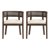Barrel Dining Chair with Rattan Back, Set of 2