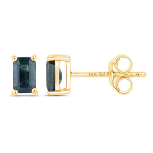 0.80 Carat Genuine Blue Sapphire 14K Yellow Gold Earrings