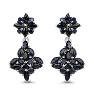 3.33 Carat Genuine Blue Sapphire .925 Sterling Silver Earrings