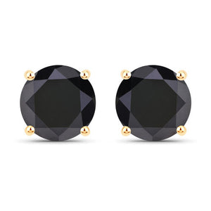 4.91 Carat Genuine Black Diamond 14K Yellow Gold Earrings
