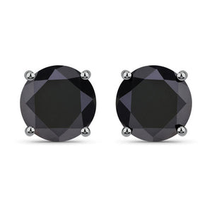 3.48 Carat Genuine Black Diamond 14K White Gold Earrings