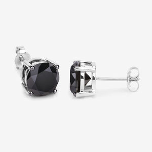 4.25 Carat Genuine Black Diamond 14K White Gold Earrings