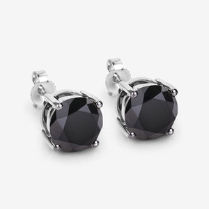 5.41 Carat Genuine Black Diamond 14K White Gold Earrings