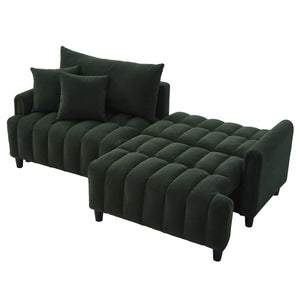 83'' Futon Sofa Bed with Polyester Fabric and 2 Pillows - Dark Green