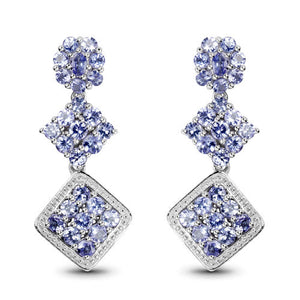 4.92 Carat Genuine Tanzanite .925 Sterling Silver Earrings