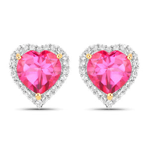 5.04 Carat Genuine Pink Topaz and White Topaz .925 Sterling Silver Earrings